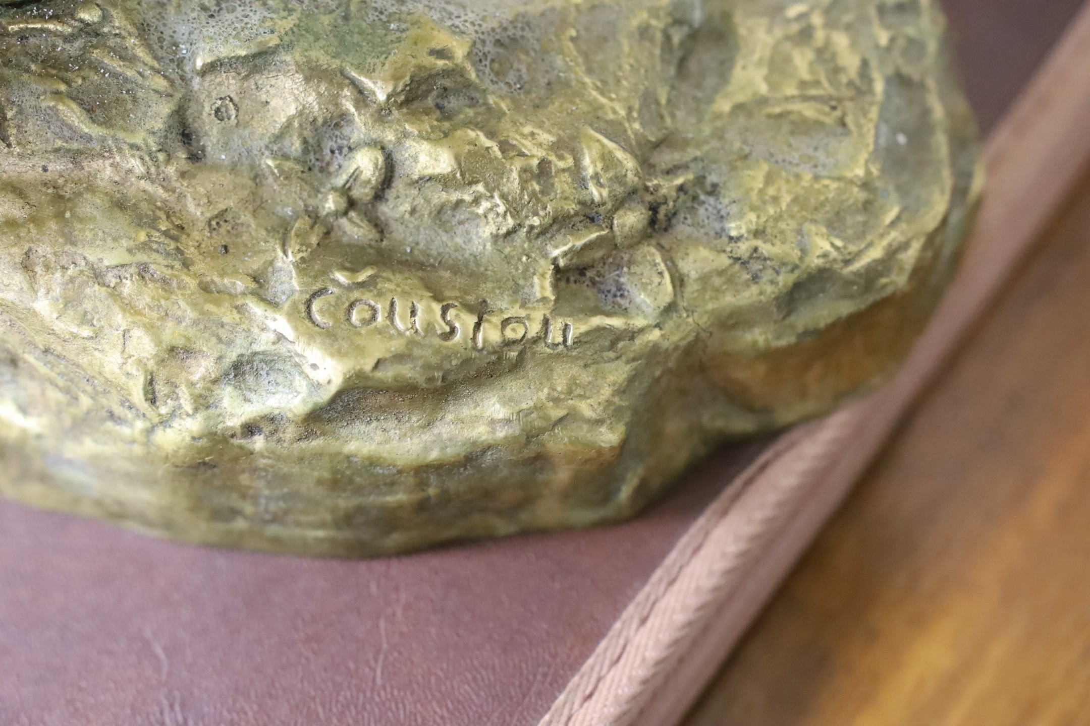 A pair of bronze Marly horses after Cousteau, 40cm high